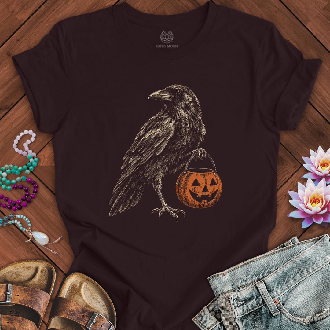 Trick-or-Treat Raven Tee Oxblood Black