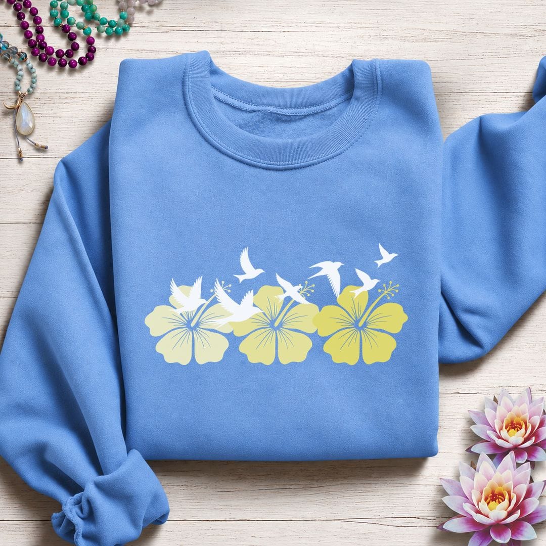 Tropical Flock Sweatshirt Carolina Blue