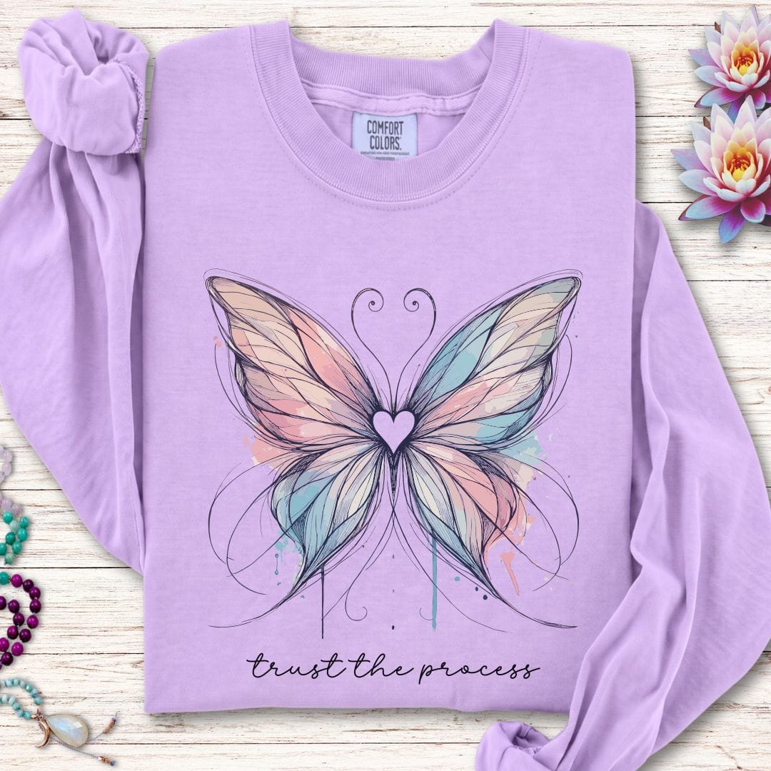 Printify Long-sleeve Trust The Process Butterfly Long Sleeve Tee Orchid / S