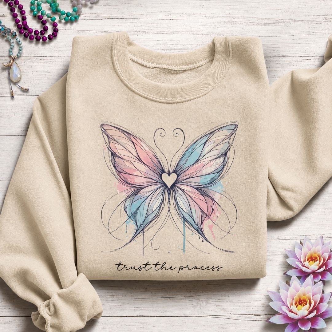Trust the Process Butterfly Sweatshirt Sand