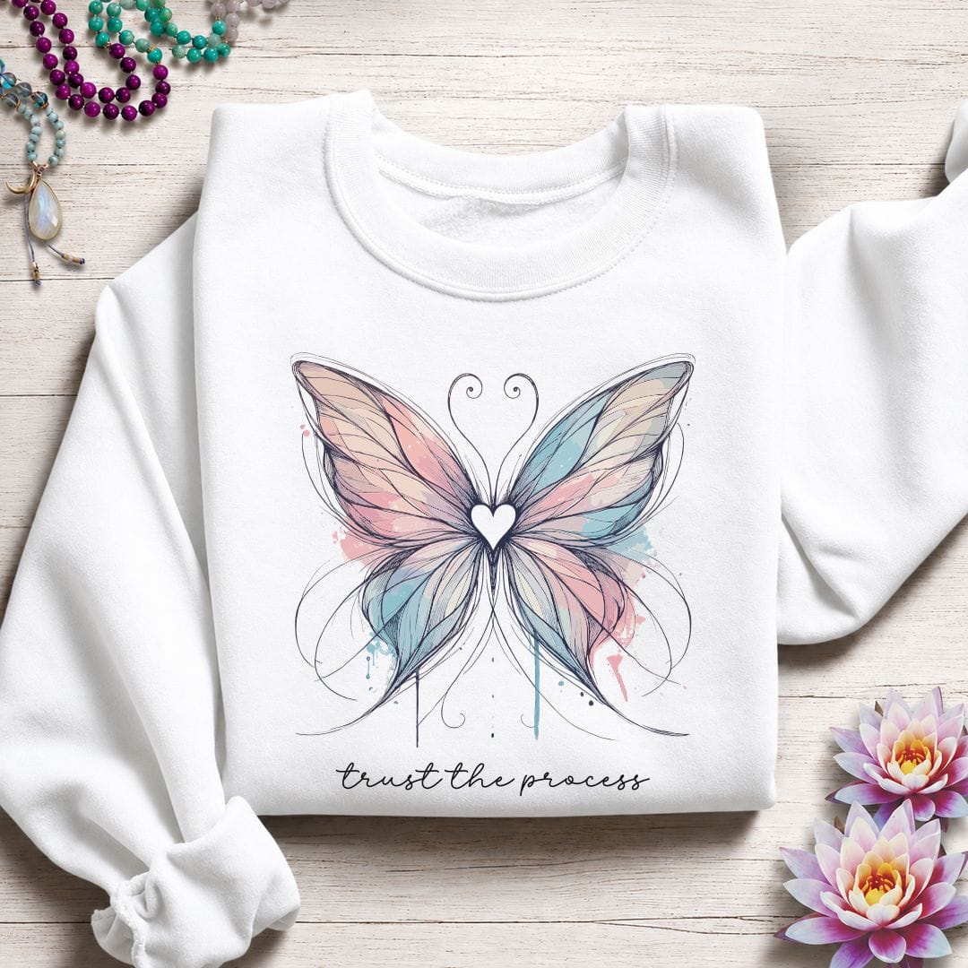Trust the Process Butterfly Sweatshirt White