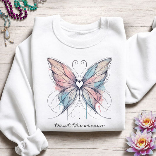 Trust the Process Butterfly Sweatshirt White