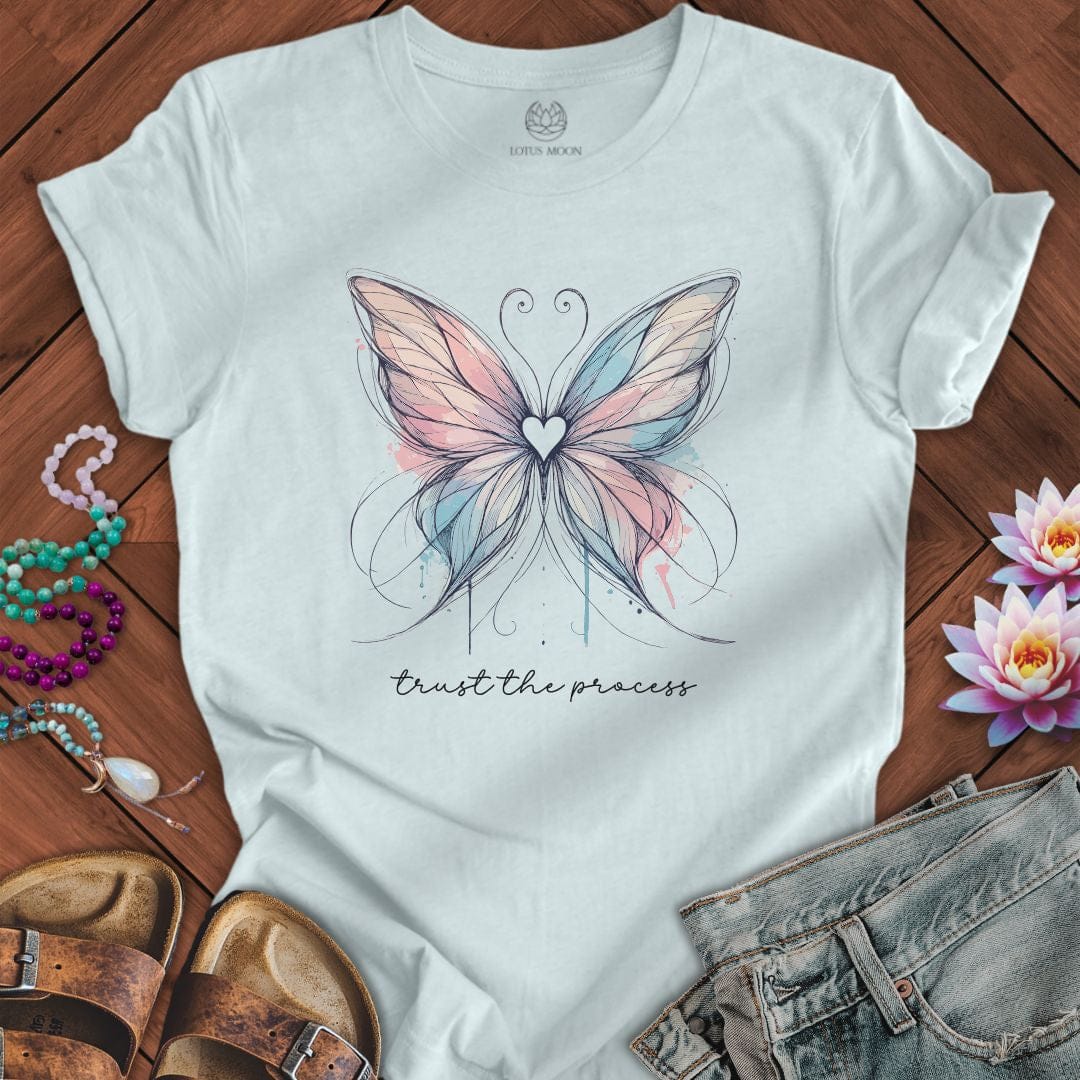Trust the Process Butterfly Tee Heather Ice Blue