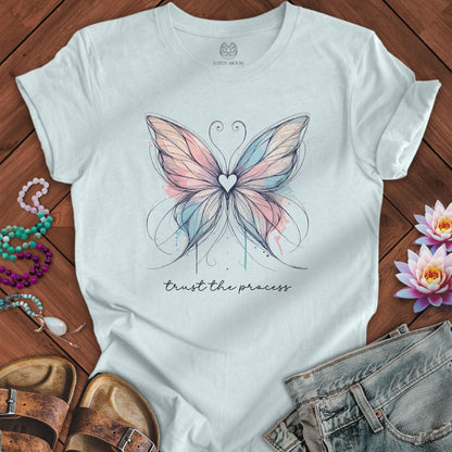 Trust the Process Butterfly Tee Heather Ice Blue