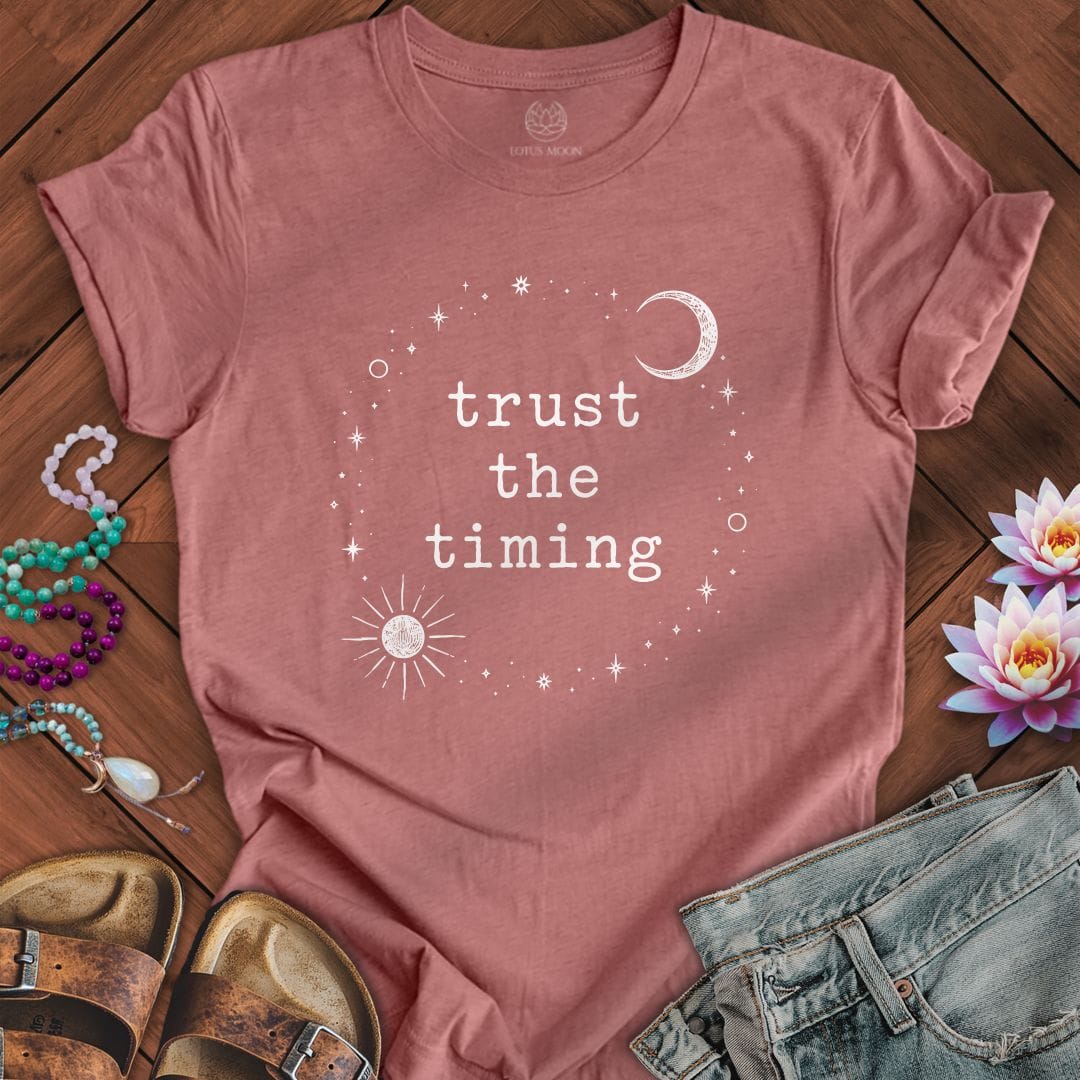Printify T-Shirt Trust The Timing Tee Heather Mauve / S