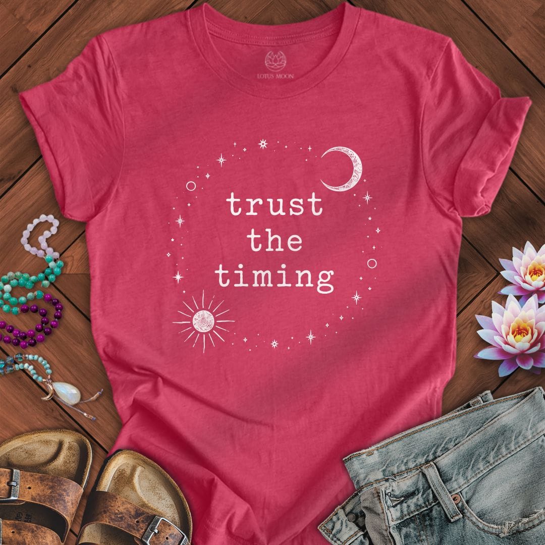 Printify T-Shirt Trust The Timing Tee Heather Raspberry / S