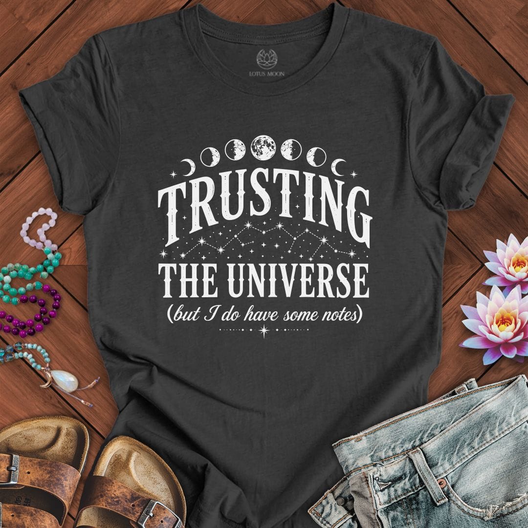 Printify T-Shirt Trusting The Universe Tee Dark Grey Heather / S