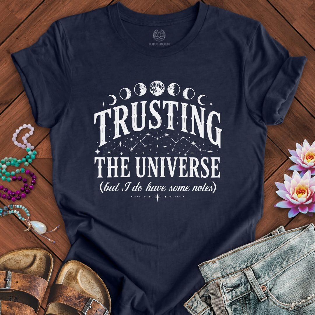 Printify T-Shirt Trusting The Universe Tee Heather Midnight Navy / S