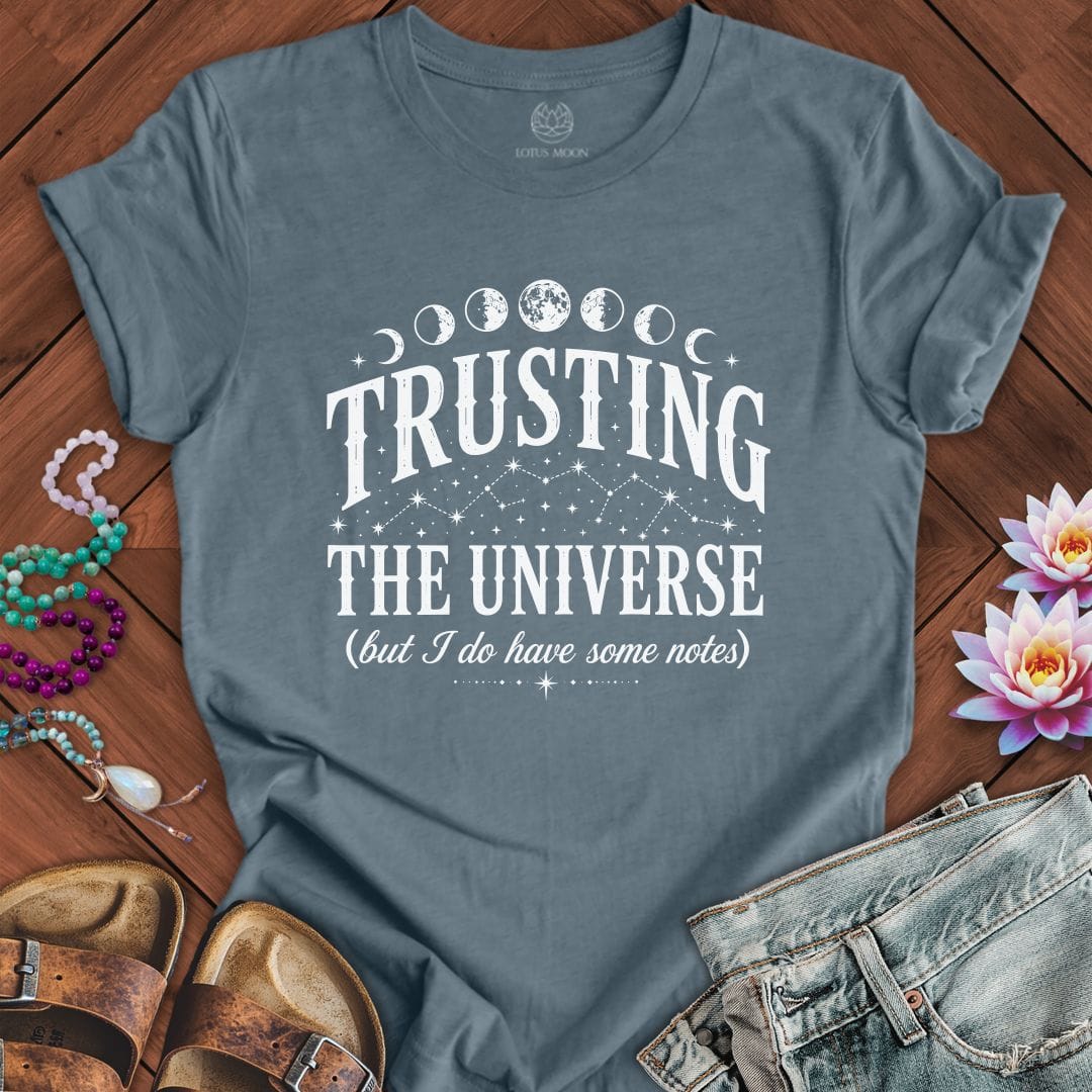 Printify T-Shirt Trusting The Universe Tee Heather Slate / S