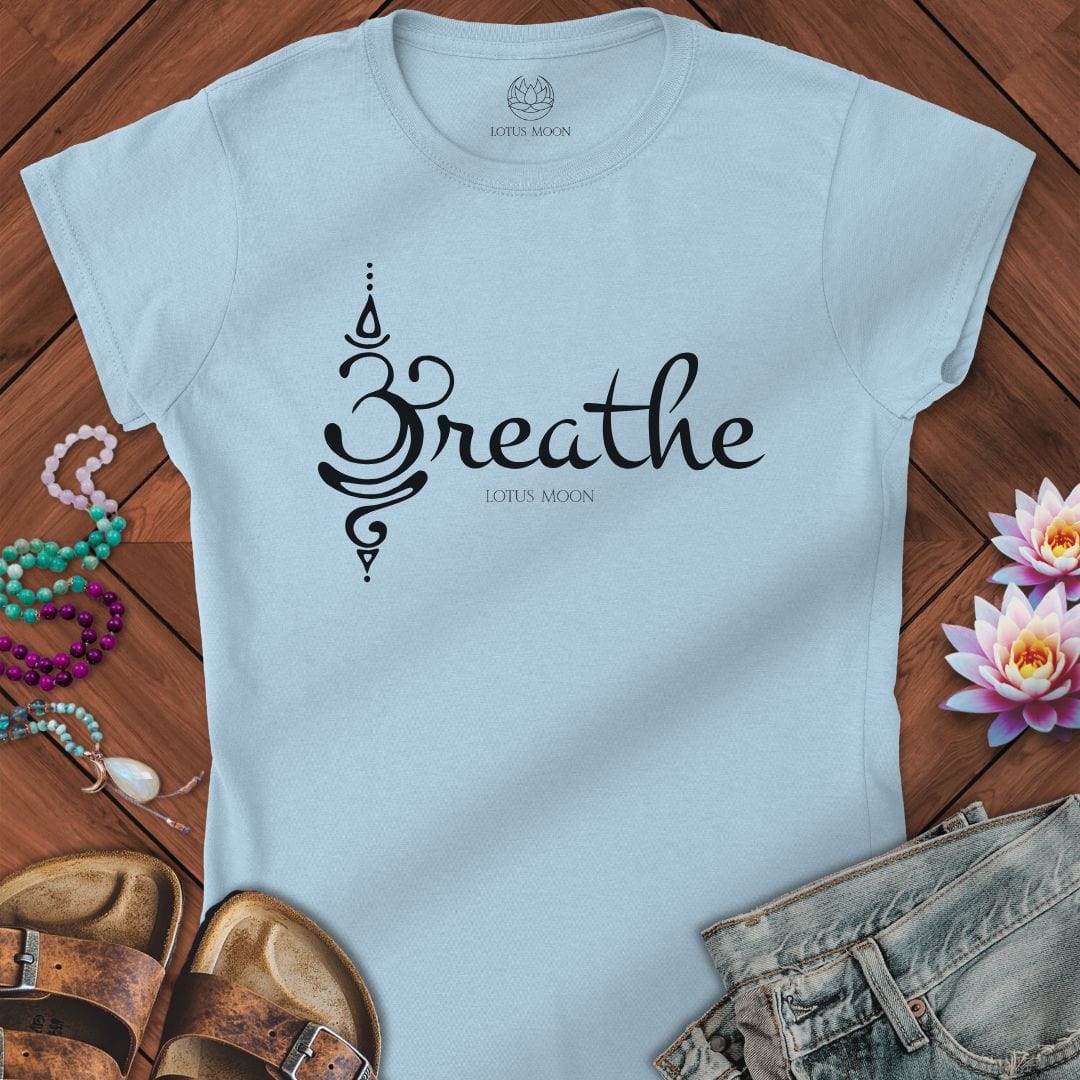 Unalome Breathe Fitted Tee Light Blue