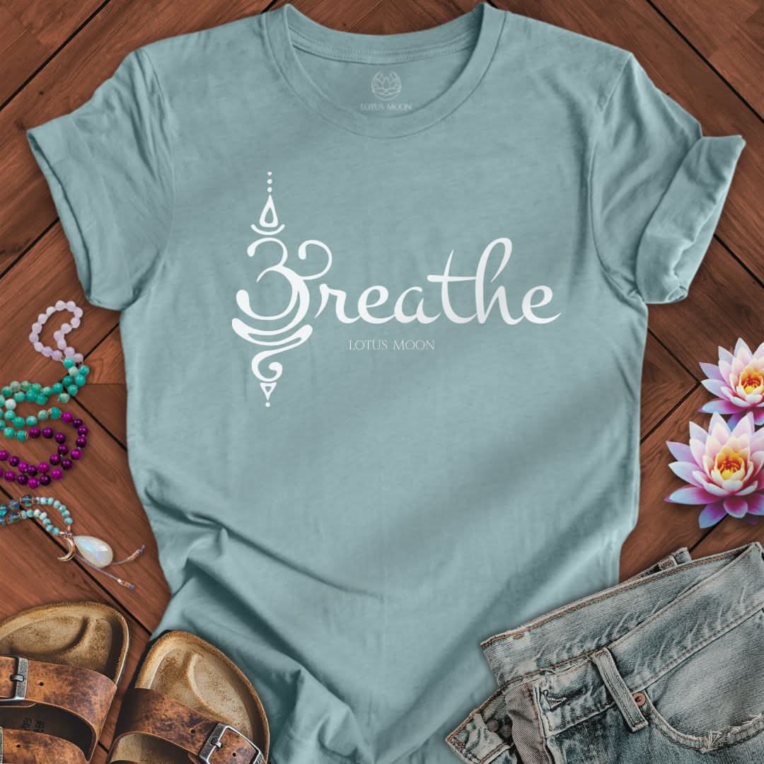 Unalome Breathe Tee Heather Blue Lagoon