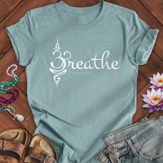 Unalome Breathe Tee Heather Blue Lagoon