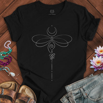 Printify T-Shirt Unalome Dragonfly Tee Black Heather / S