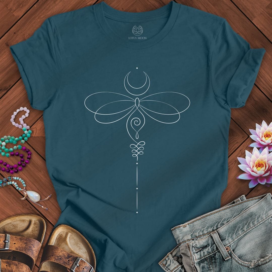Printify T-Shirt Unalome Dragonfly Tee Deep Teal / S