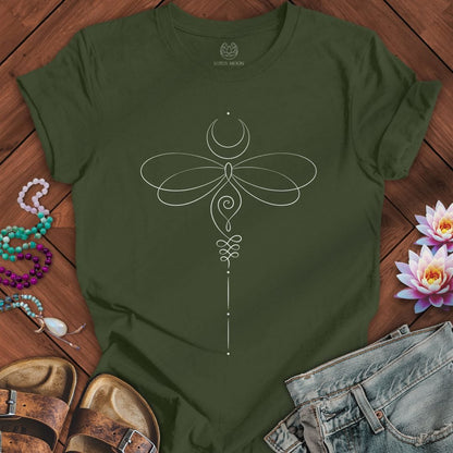 Printify T-Shirt Unalome Dragonfly Tee Military Green / S