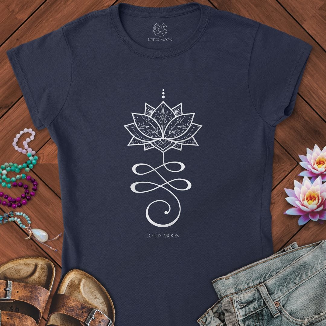 Unalome Lotus Fitted Tee Navy