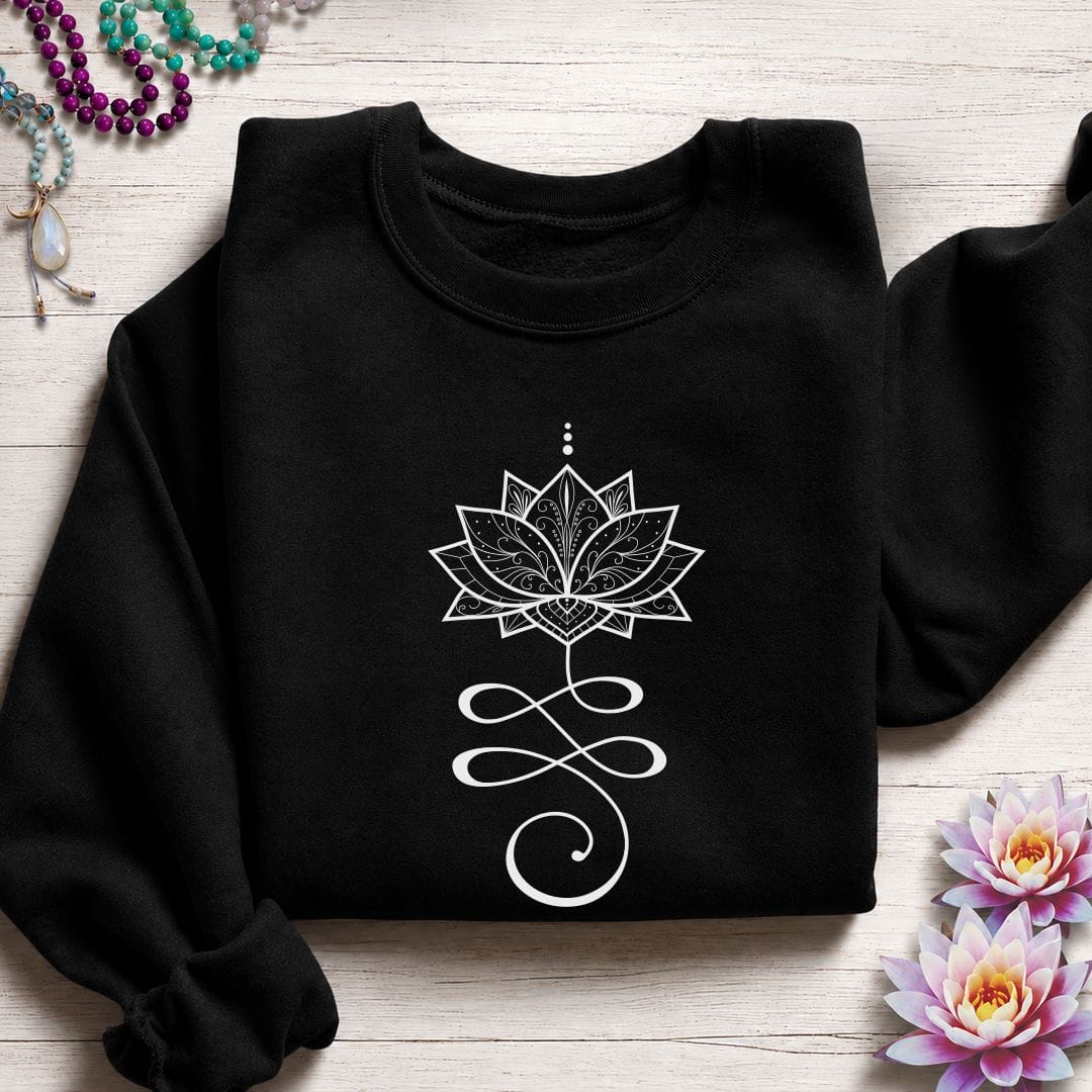 Printify Sweatshirt Unalome Lotus Sweatshirt S / Black
