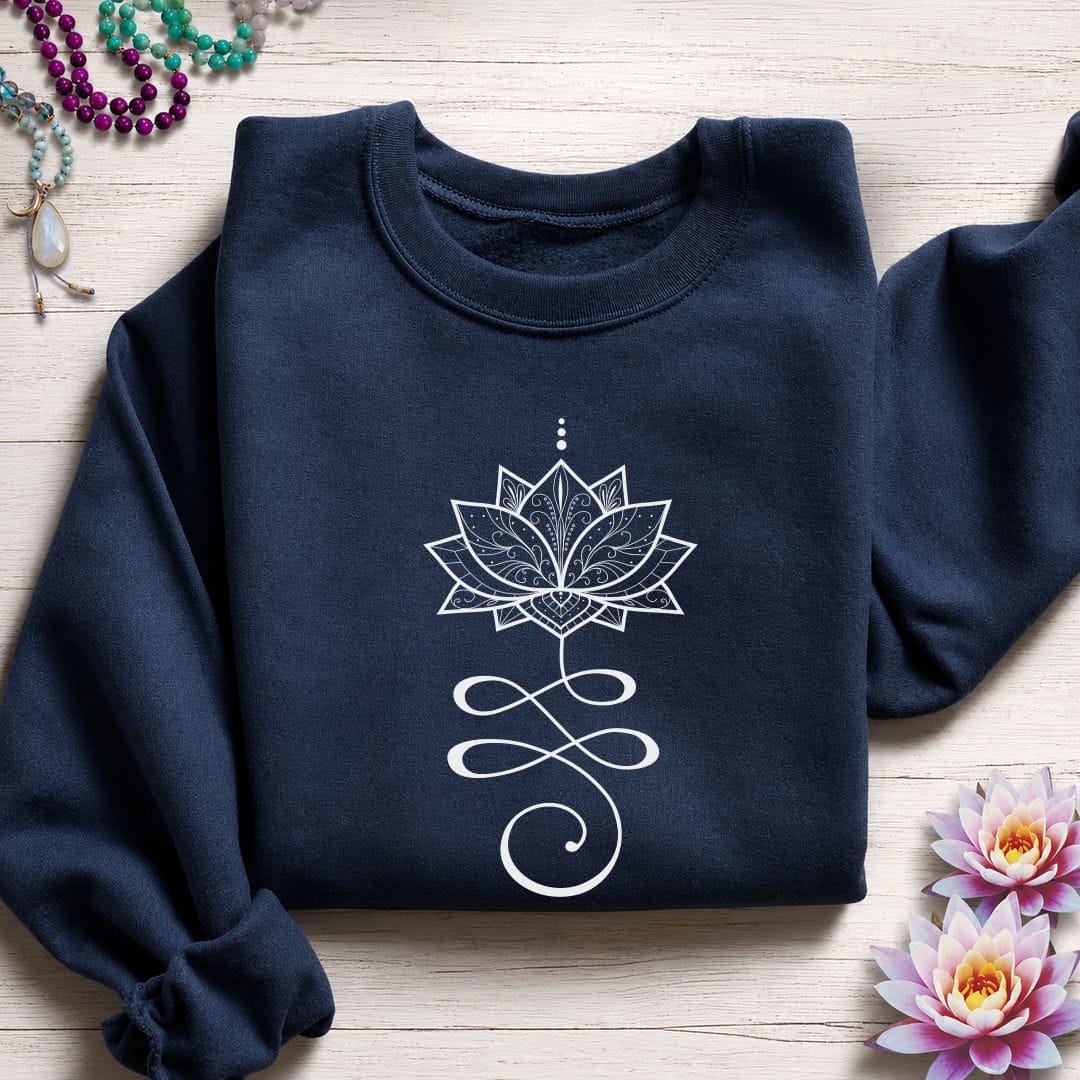 Printify Sweatshirt Unalome Lotus Sweatshirt S / Navy