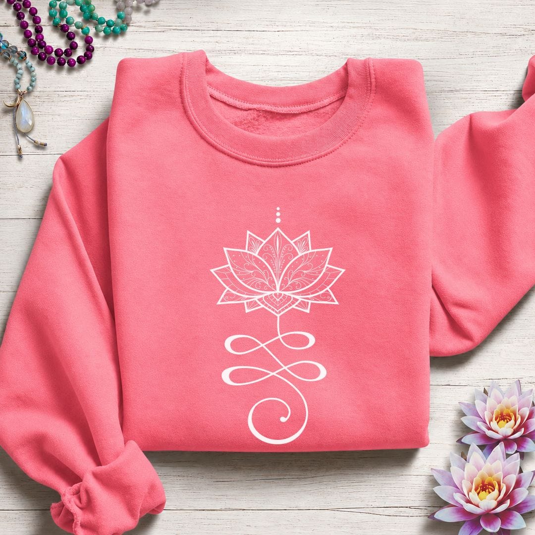 Printify Sweatshirt Unalome Lotus Sweatshirt S / Safety Pink