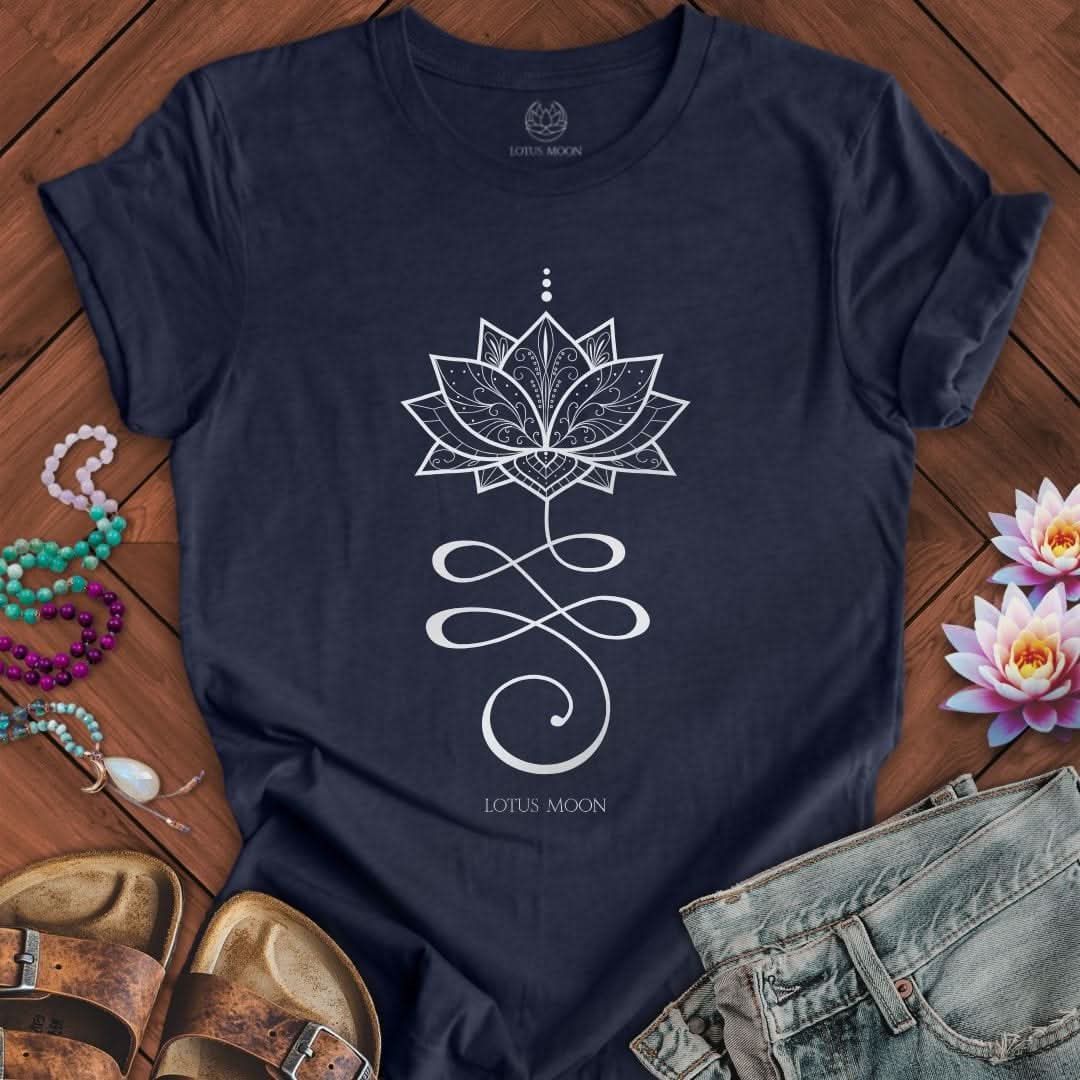 Unalome Lotus Tee Heather Midnight Navy