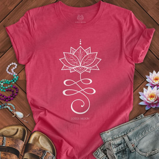Unalome Lotus Tee Heather Raspberry