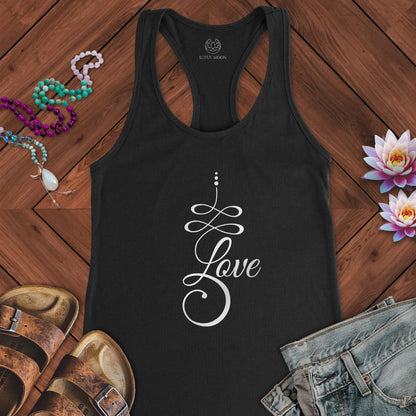 Unalome Love Tank Solid Black