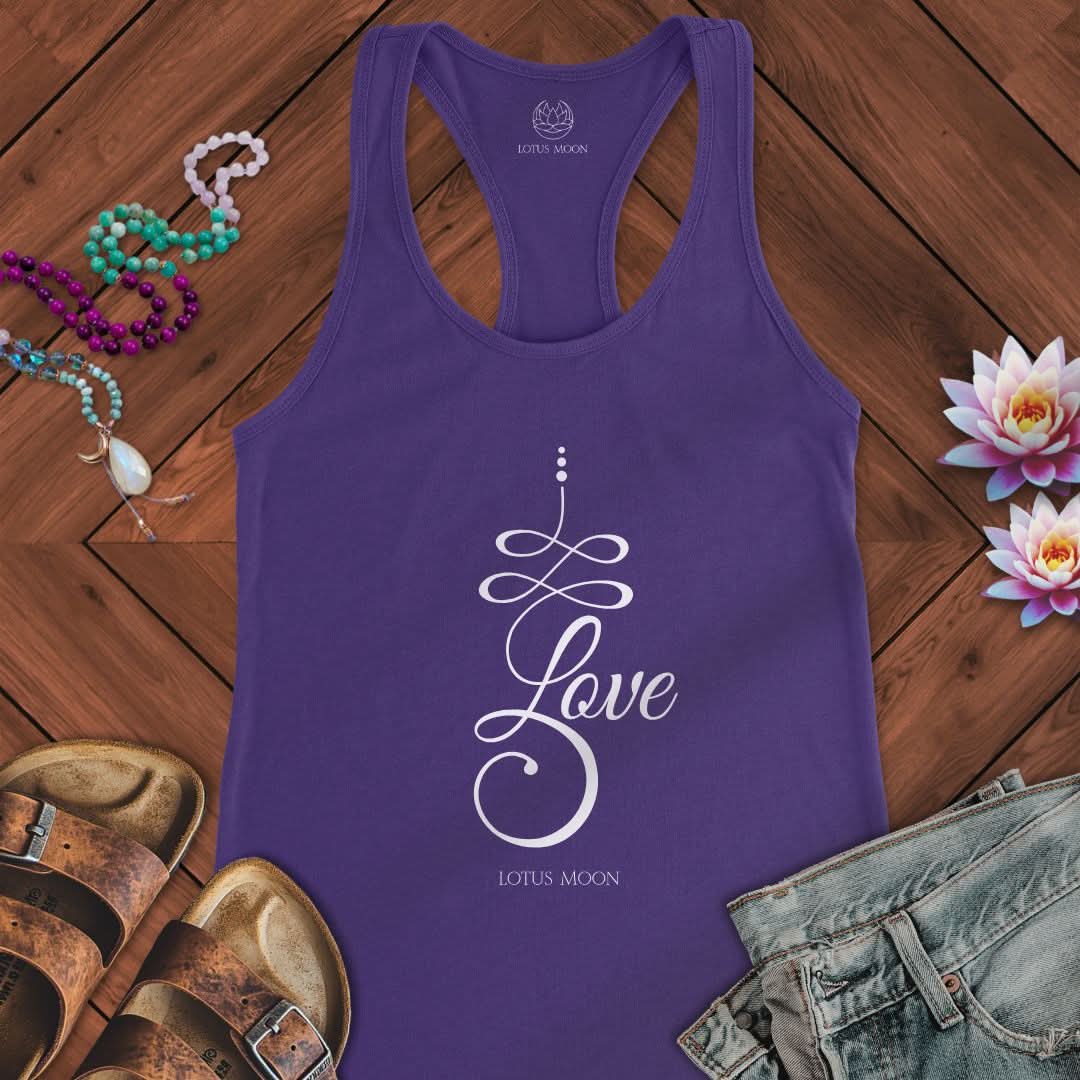 Lotus Moon Co. Tank Top Unalome Love Tank Solid Purple Rush / XS