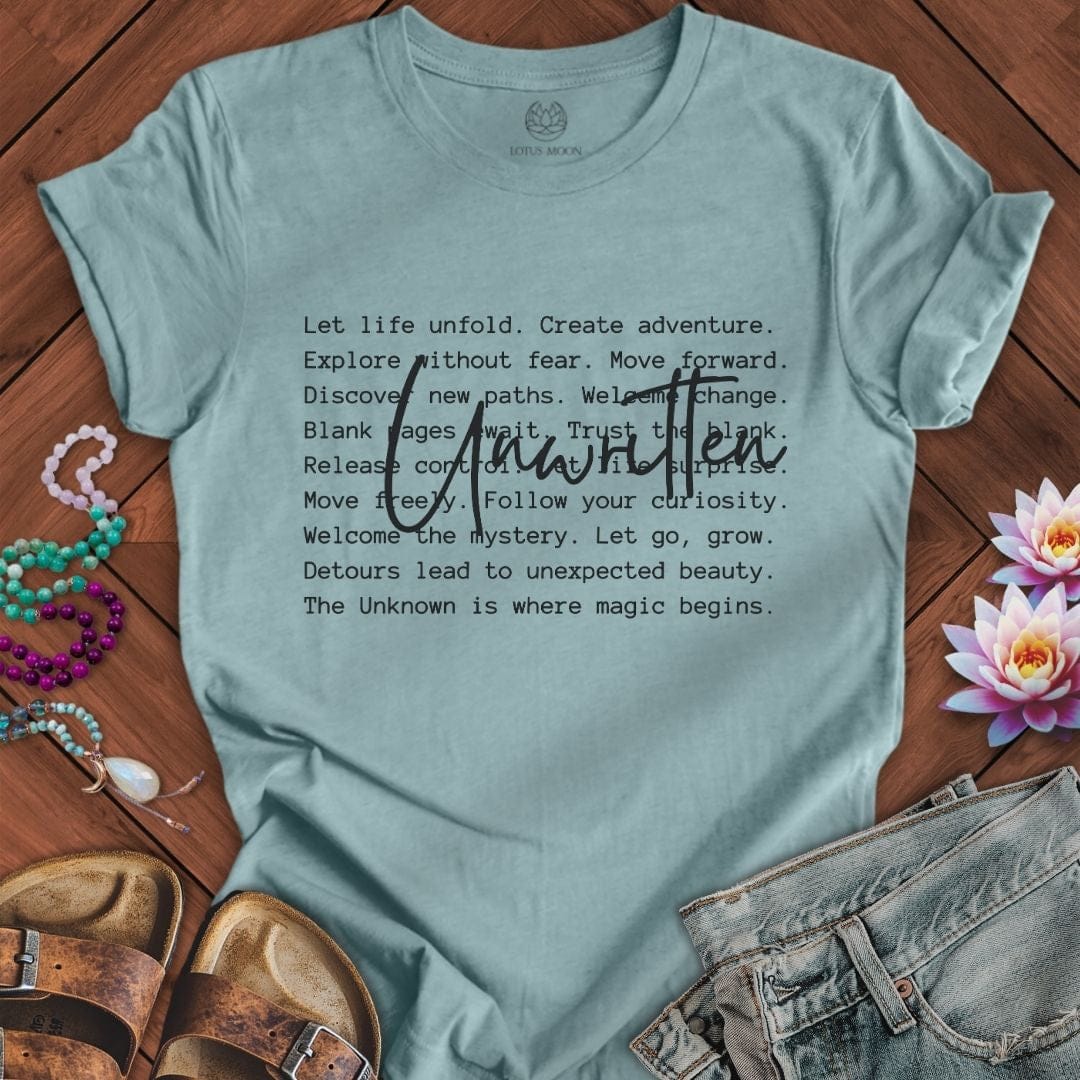 Unwritten Text Tee Heather Blue Lagoon