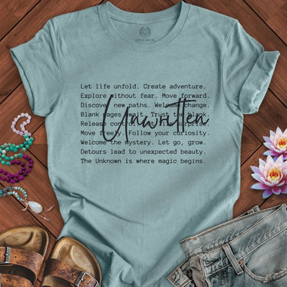 Unwritten Text Tee Heather Blue Lagoon