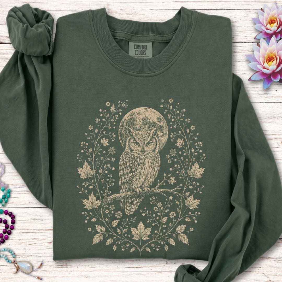 Printify Long-sleeve Victorian Owl Long Sleeve Tee Hemp / S