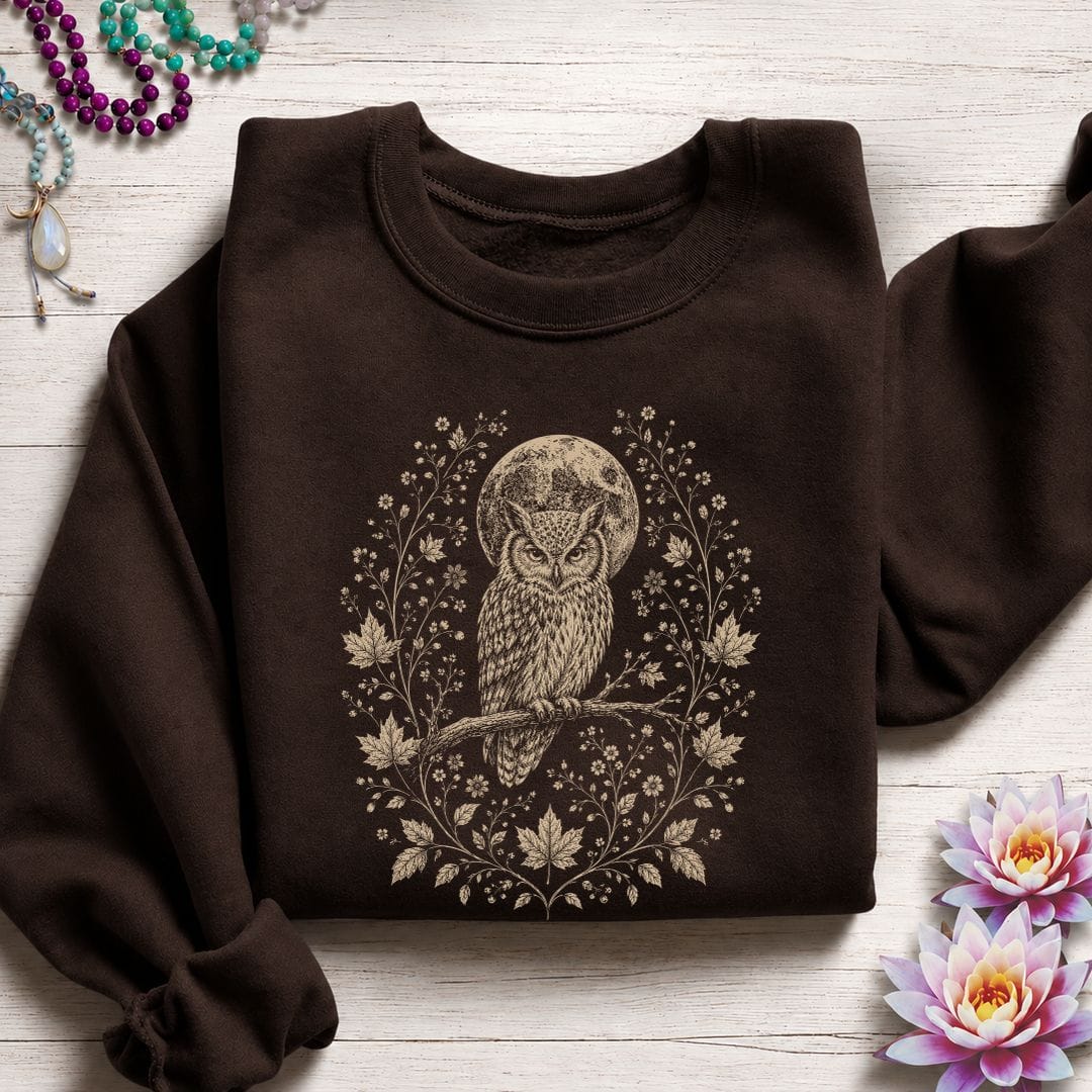 Printify Sweatshirt Victorian Owl Sweatshirt Dark Chocolate / S