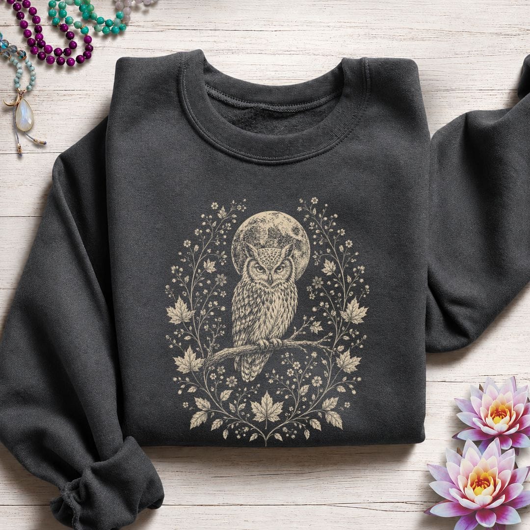 Printify Sweatshirt Victorian Owl Sweatshirt Dark Heather / S
