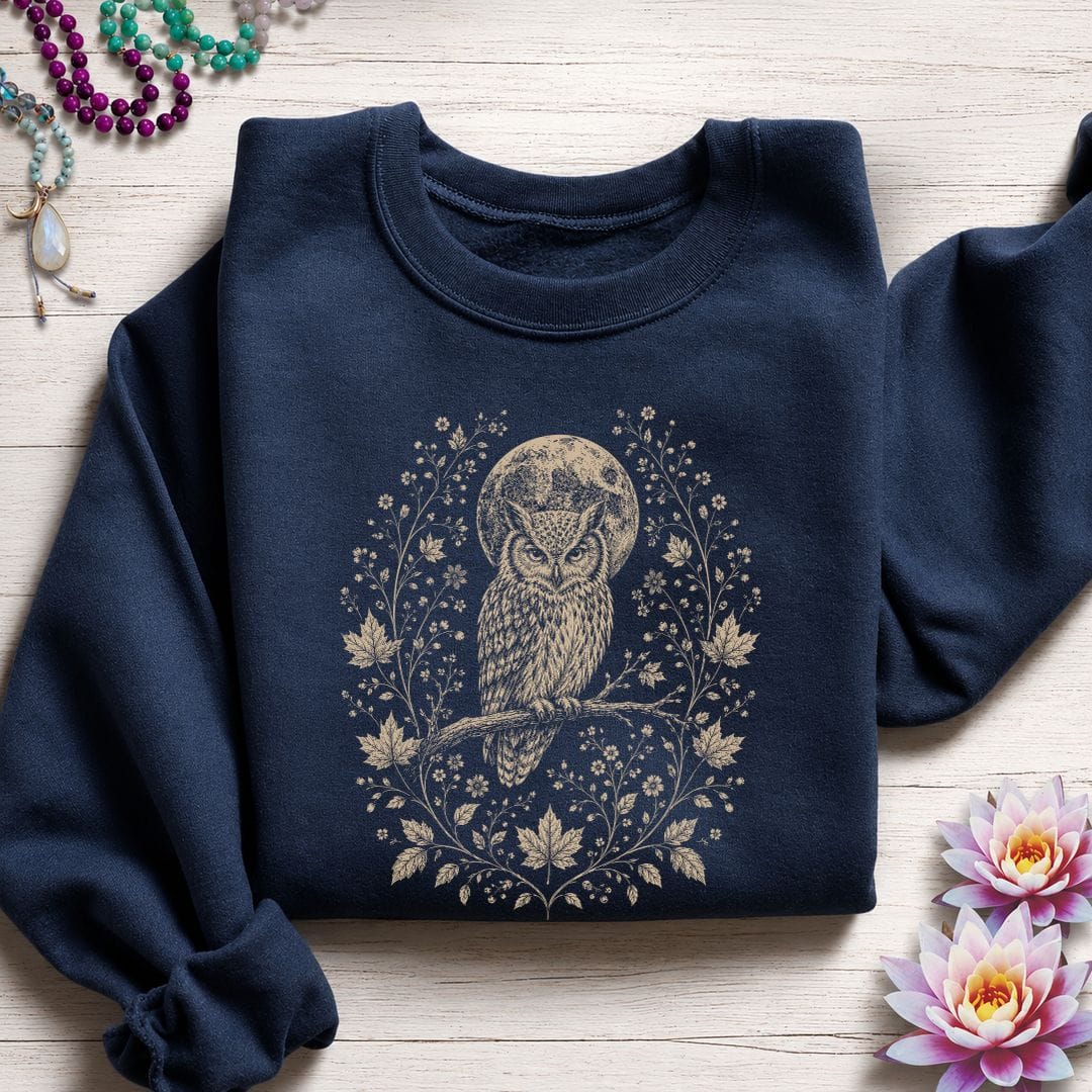 Printify Sweatshirt Victorian Owl Sweatshirt Navy / S