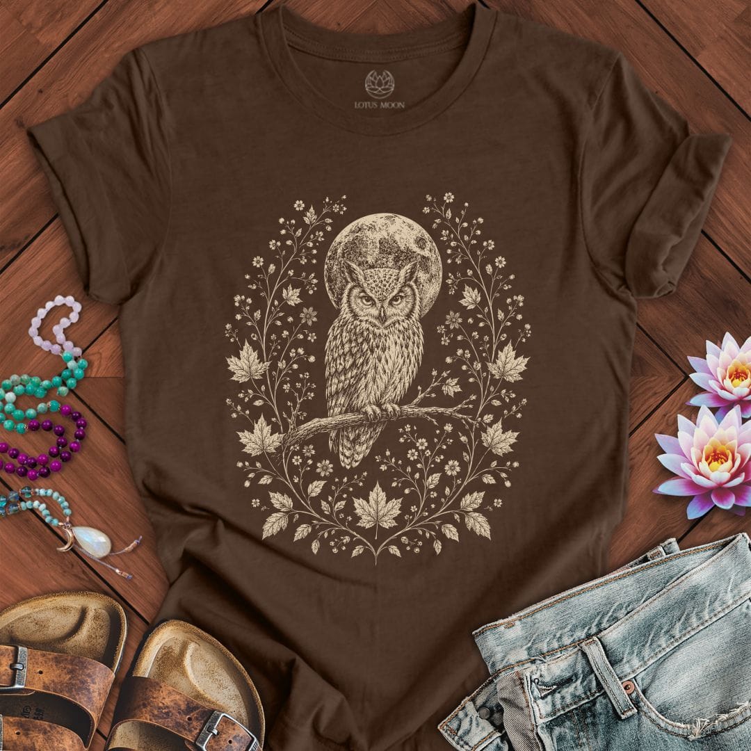 Printify T-Shirt Victorian Owl Tee Heather Brown / S
