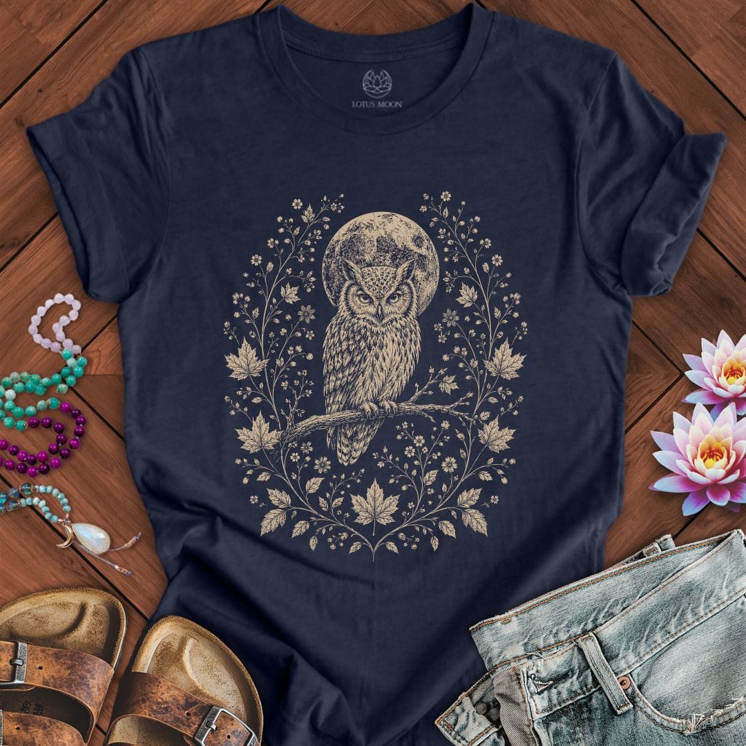 Printify T-Shirt Victorian Owl Tee Heather Midnight Navy / S