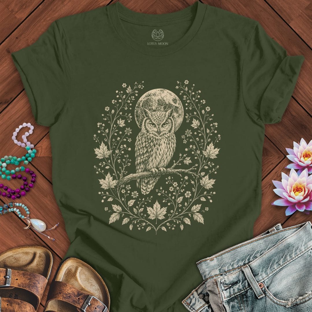 Printify T-Shirt Victorian Owl Tee Military Green / S