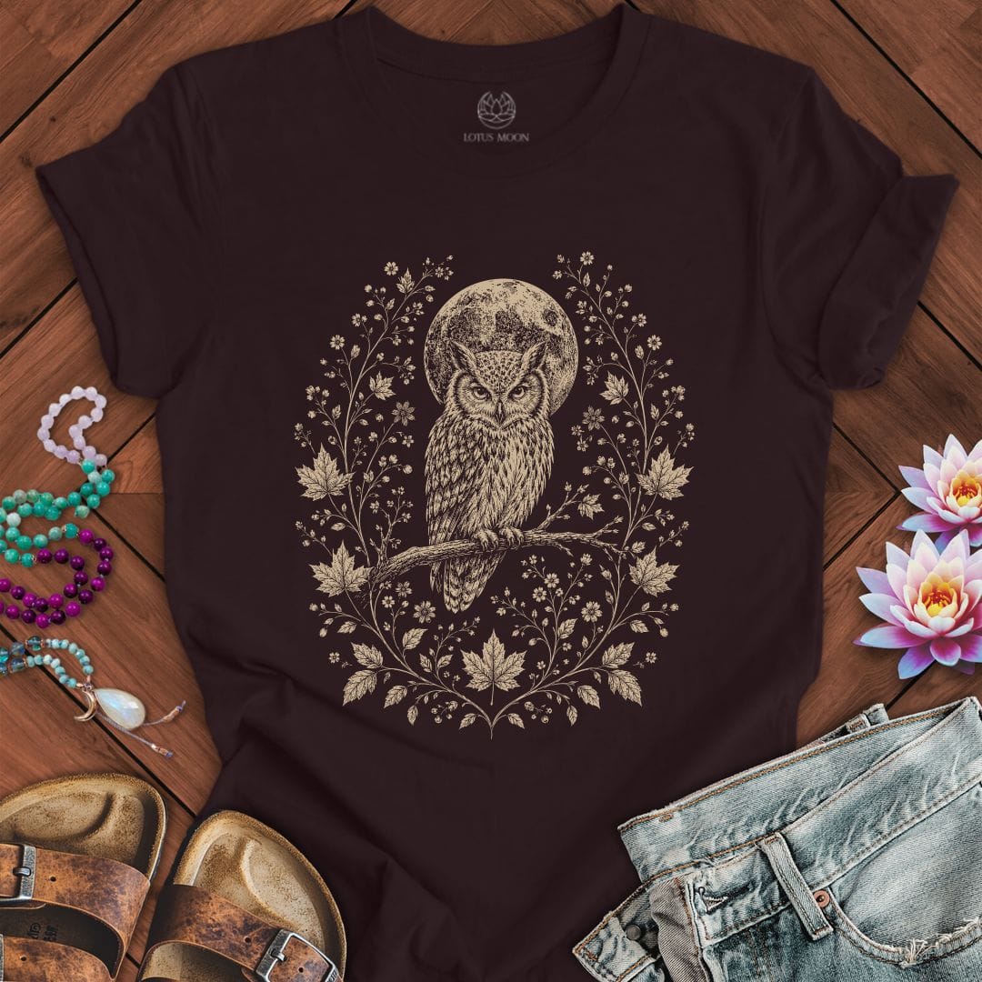 Printify T-Shirt Victorian Owl Tee Oxblood Black / S