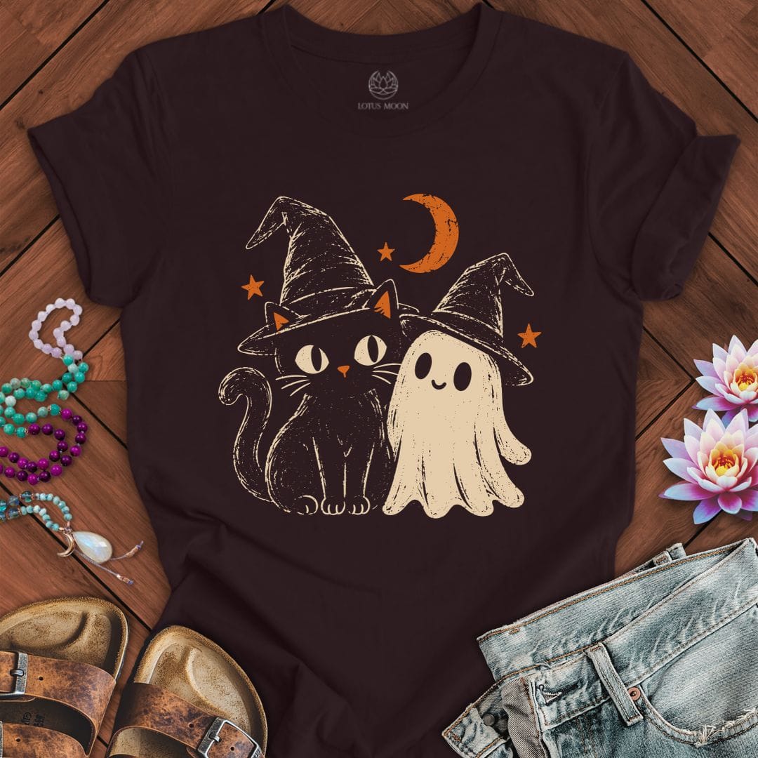 Vintage Cat And Ghost Tee Oxblood Black
