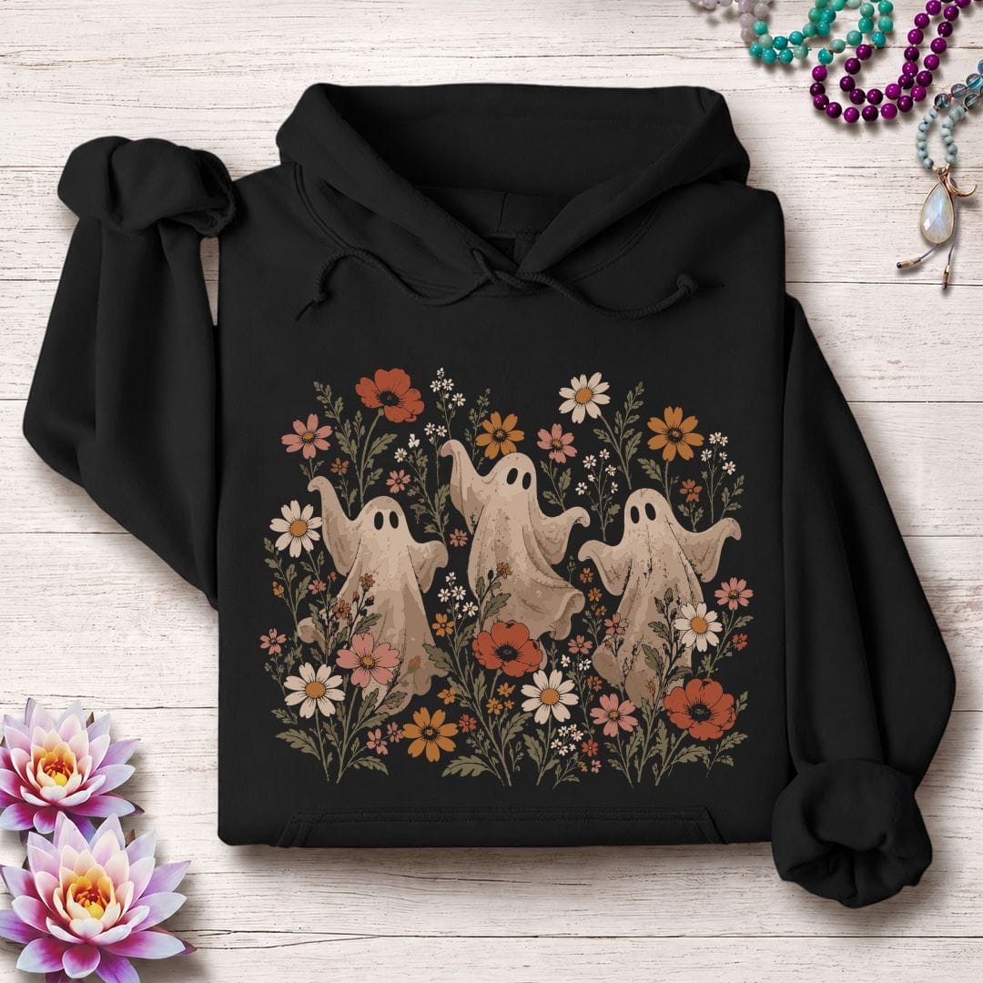 Vintage Dancing Ghosts Hoodie Black