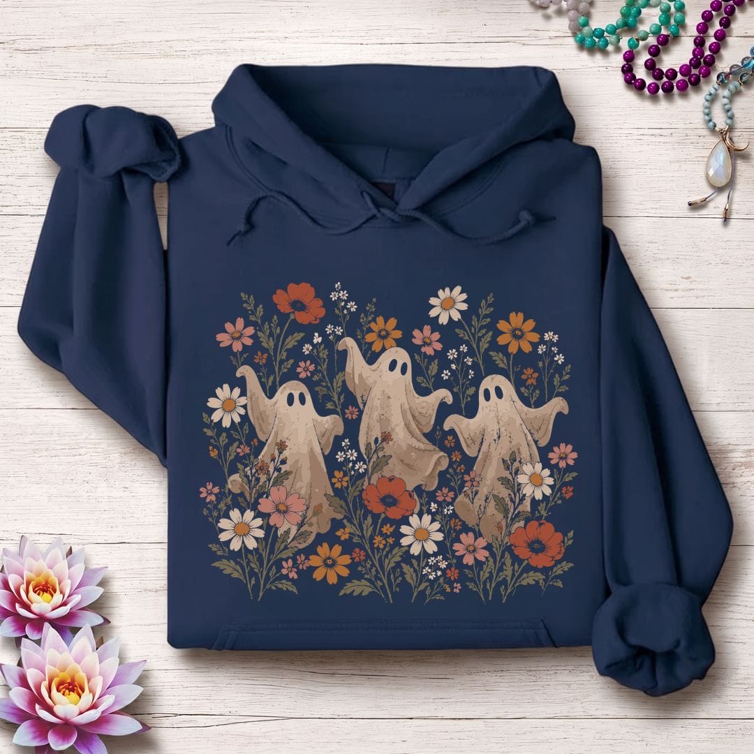 Vintage Dancing Ghosts Hoodie Navy