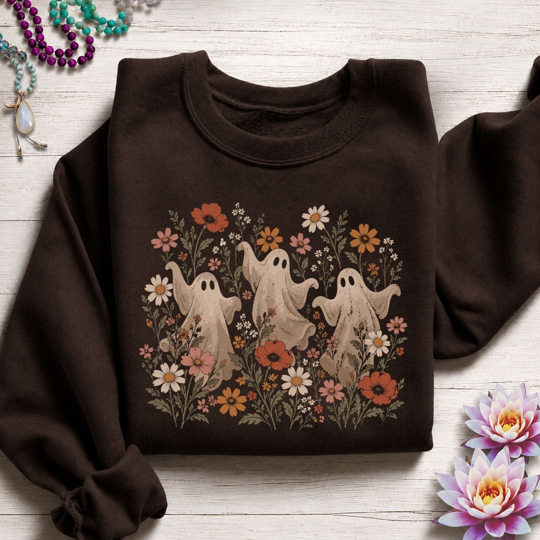 Vintage Dancing Ghosts Sweatshirt Dark Chocolate