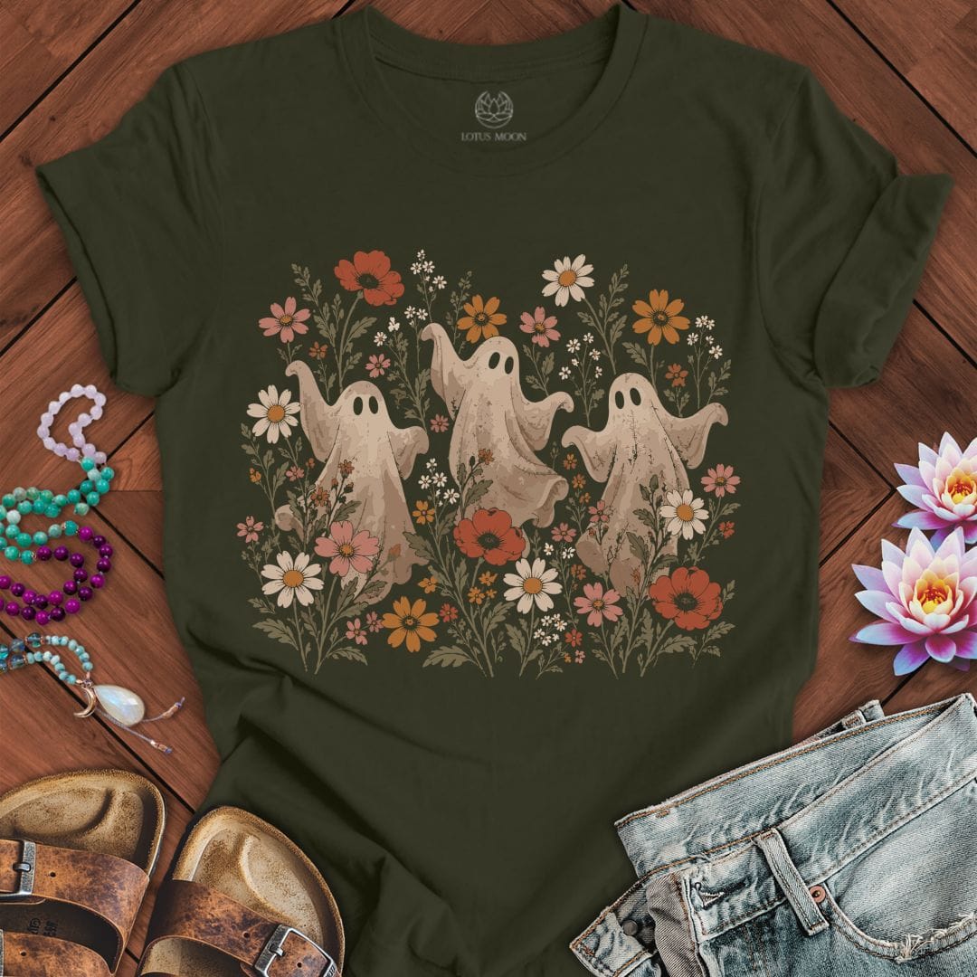 Vintage Dancing Ghosts Tee Dark Olive