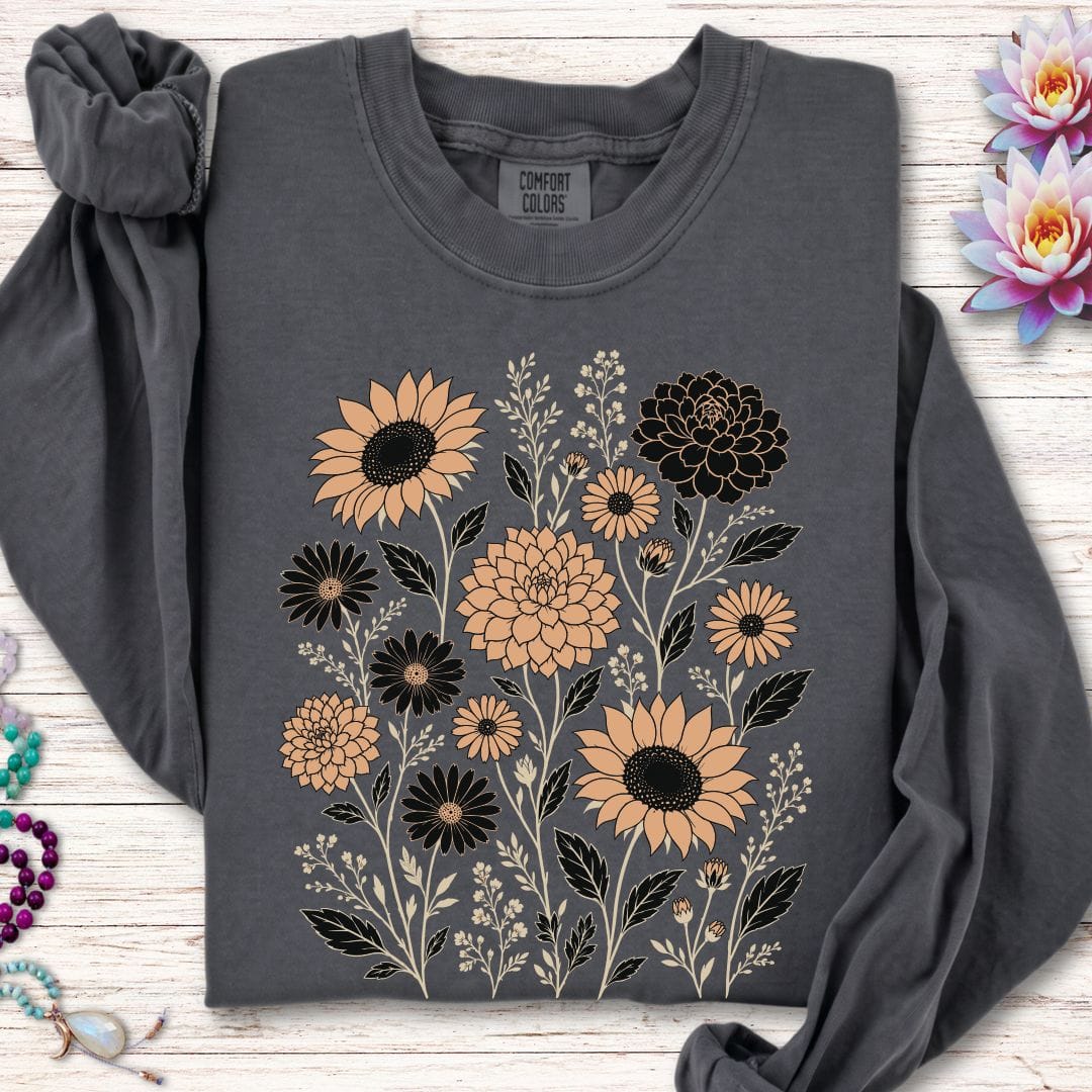 Vintage Fall Florals Long Sleeve Tee Pepper