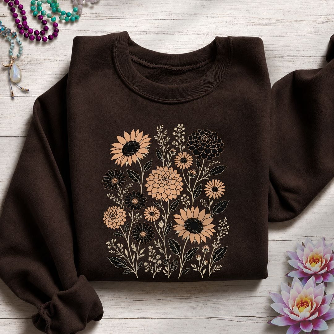 Vintage Fall Florals Sweatshirt Dark Chocolate