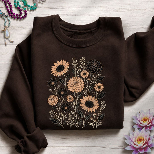 Vintage Fall Florals Sweatshirt Dark Chocolate