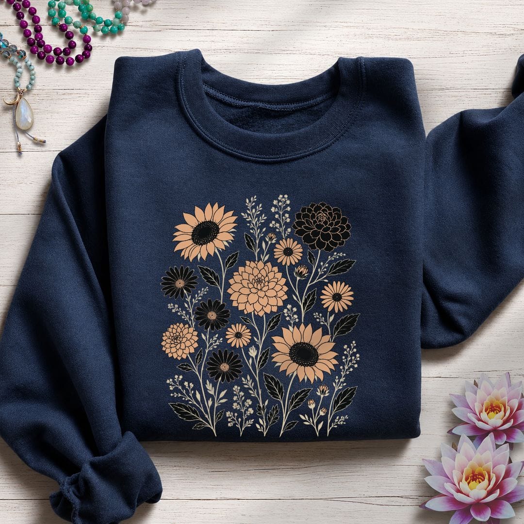 Vintage Fall Florals Sweatshirt Navy