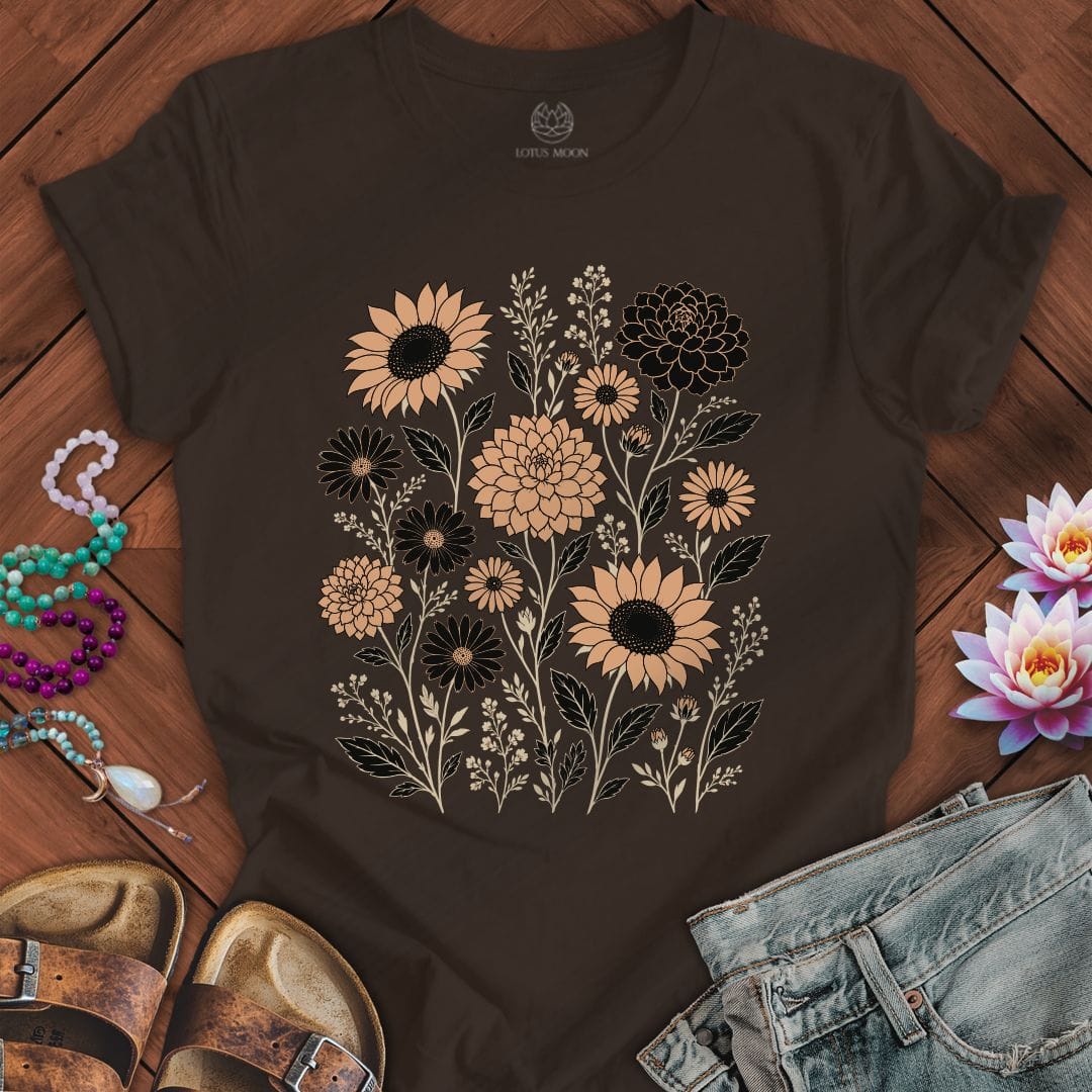 Vintage Fall Florals Tee Brown