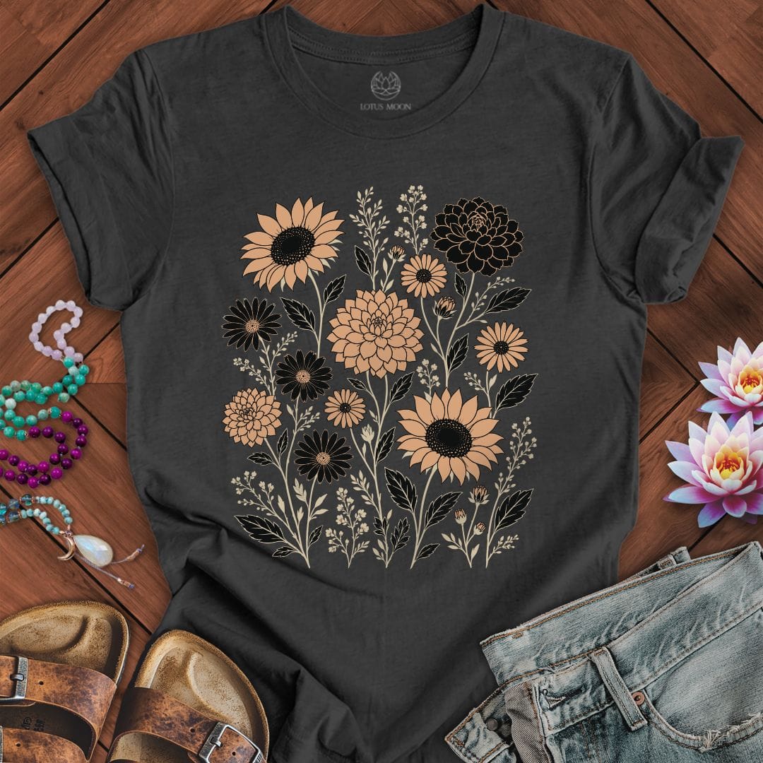 Vintage Fall Florals Tee Dark Grey Heather