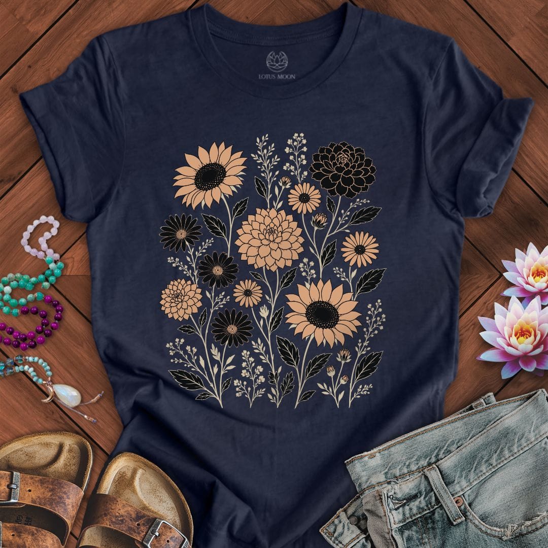 Vintage Fall Florals Tee Heather Midnight Navy