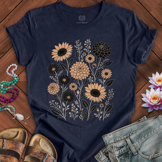 Vintage Fall Florals Tee Heather Midnight Navy